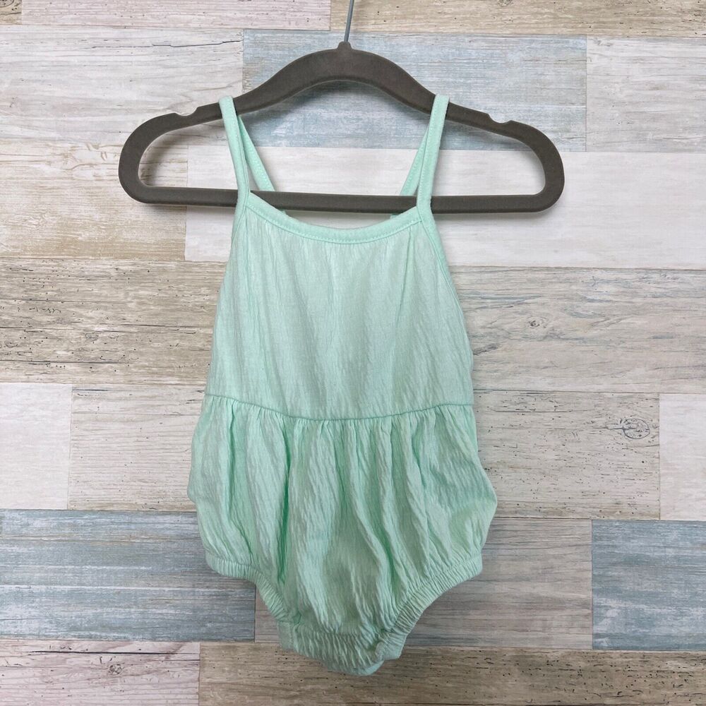 Old Navy Ruffle Open Back Strappy Romper Mint Green Baby Girl 0-3 Months 0-3M